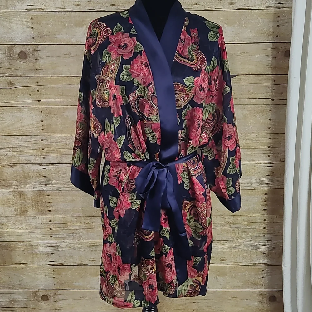 Vintage Victoria's Secret Gold Label Sheer Floral & Paisley Robe